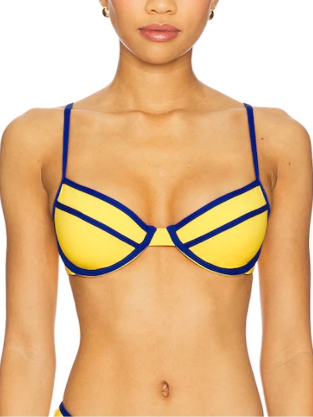 We Wore What Underwire Bikini Top in Tangerine & Mediterranean Blue